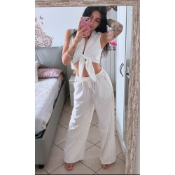 pantalone bianco gessato