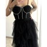 abito in tulle e strass nero