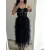 abito in tulle e strass nero